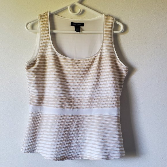 White House Black Market (Medium White top and cream strips) - Picture 1 of 8